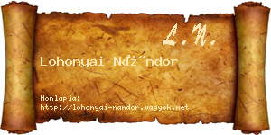 Lohonyai Nándor névjegykártya